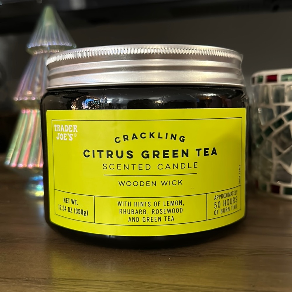 Brand new 2023 Trader Joe’s crackling citrus green tea candle